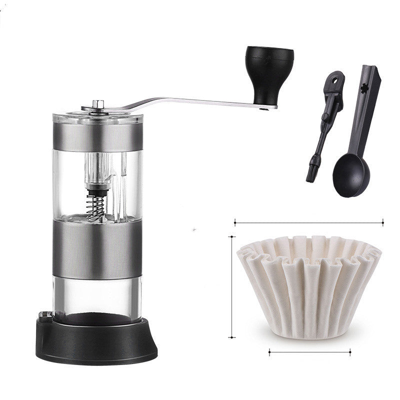 Handmühle Kaffeemühle Glas und Stahl