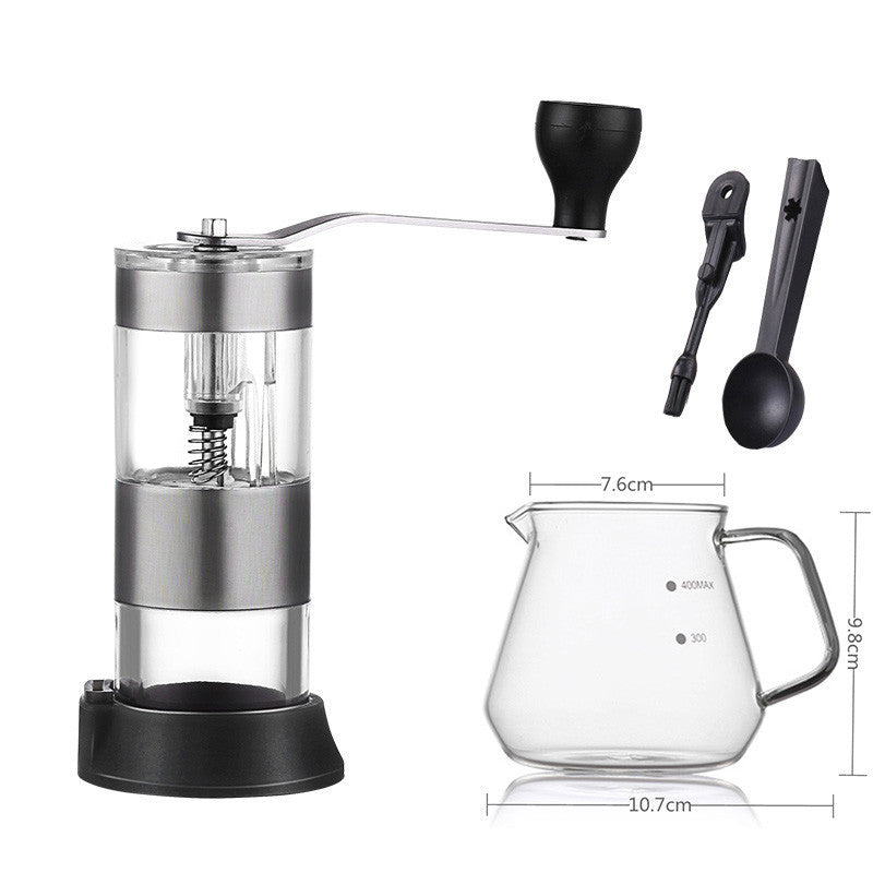 Handmühle Kaffeemühle Glas und Stahl